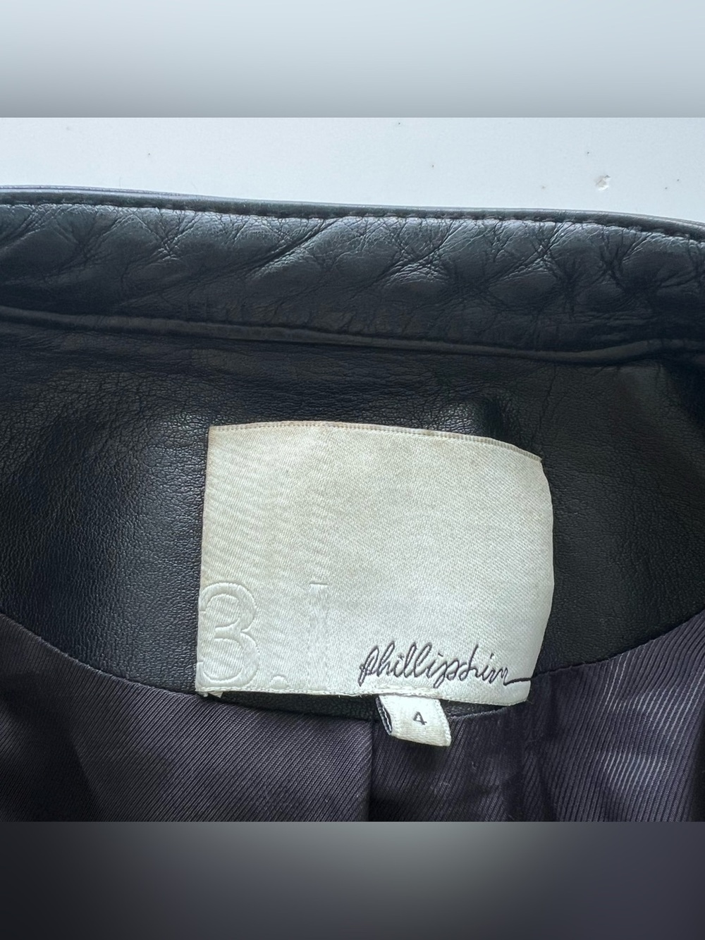 3.1 Phillip Lim coat size 4 black leather jacket moto quilted - Picture 9 of 10